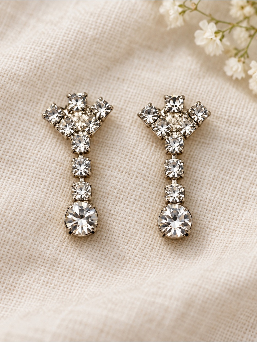 Vintage 50s Rhinestone Art Deco Style Drop Earrings